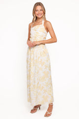 Jemma Halter Maxi Dress - Yellow Floral