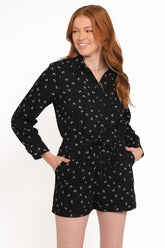 Niqui Long Sleeve Romper - Black Cream