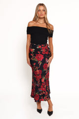 Evie Maxi Skirt - Black Floral