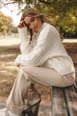 Nico Wide Leg Jean - Beige