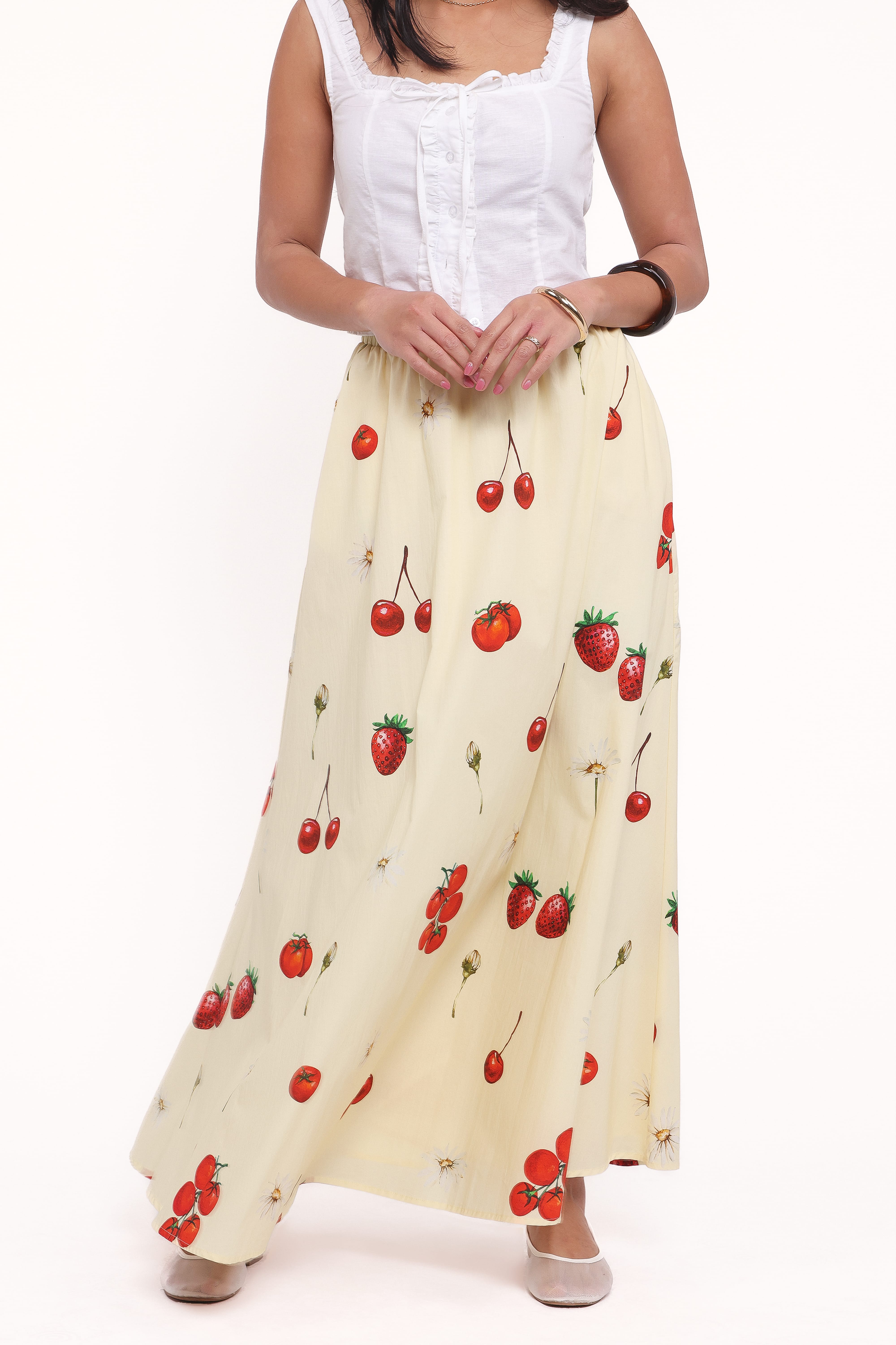Remira Midi Skirt - Yellow Cherry
