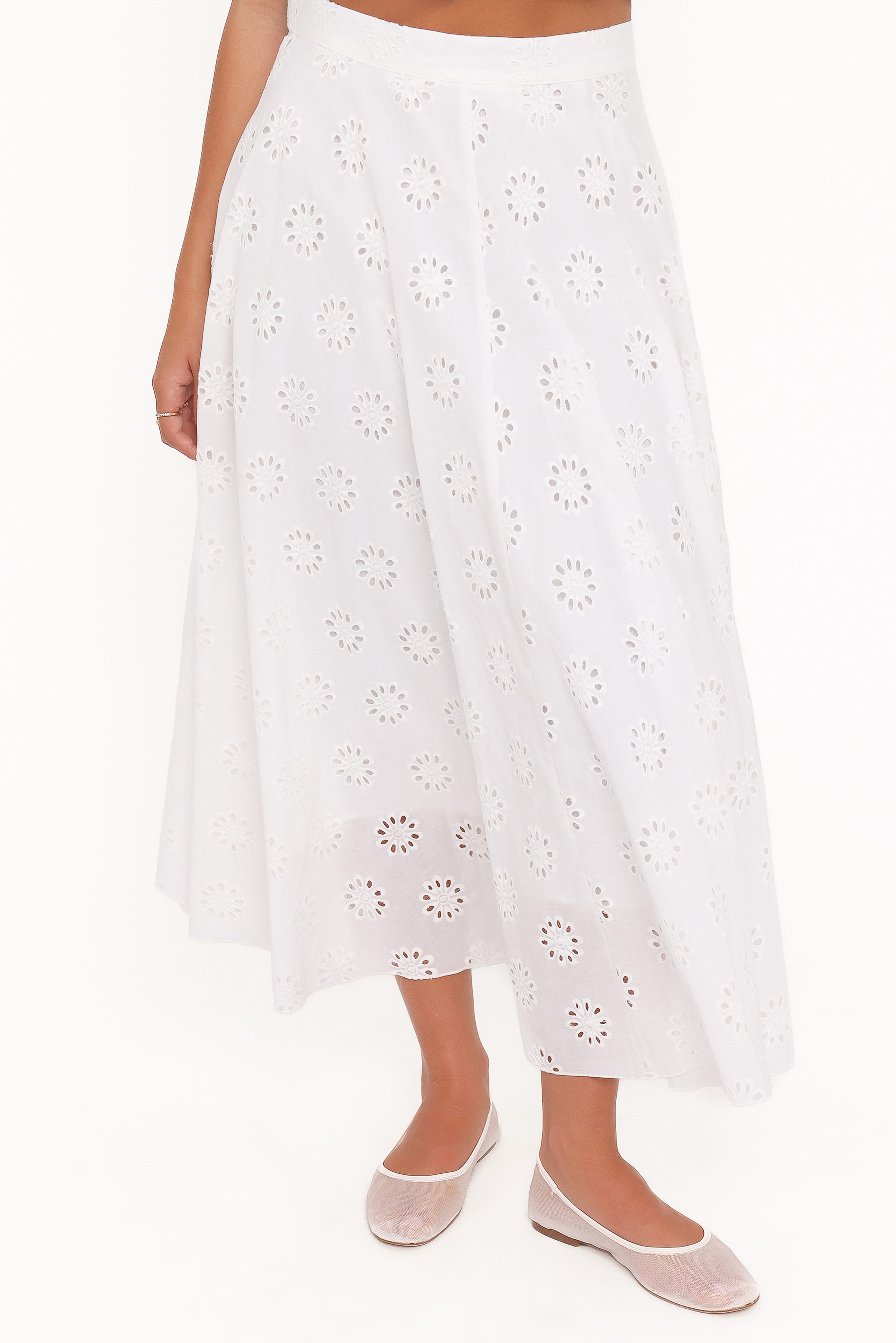Varia Eyelet Maxi Skirt - White