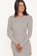 Darlina Long Sleeve Mini Dress - Heather Grey