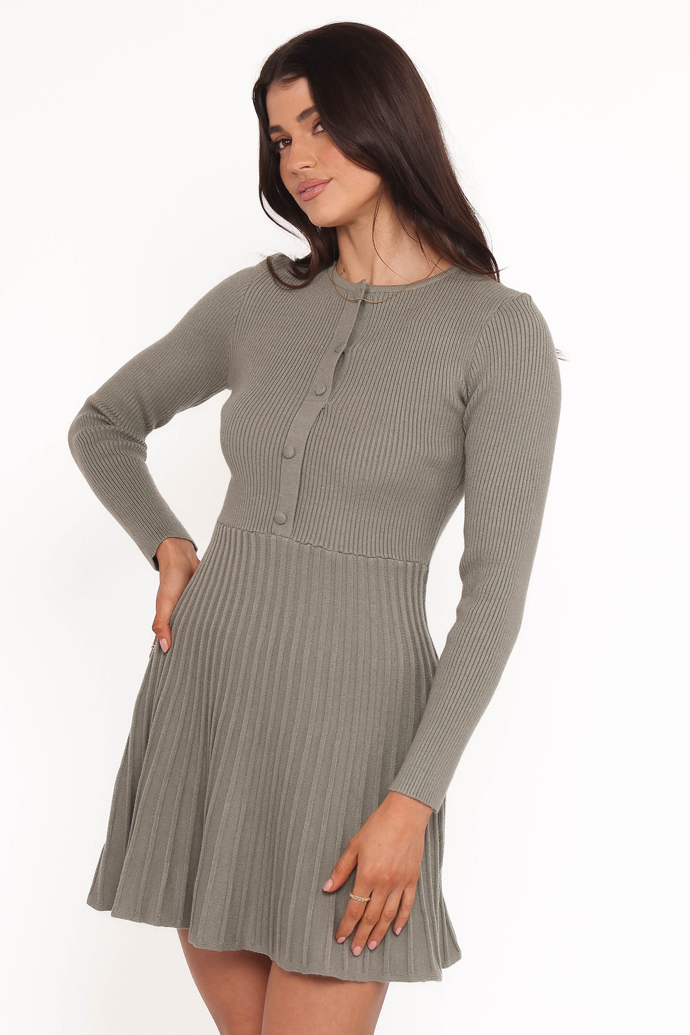 Darlina Long Sleeve Mini Dress - Olive