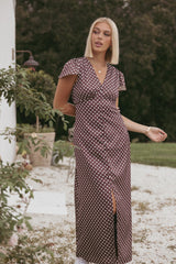 Dean Maxi Dress - Brown Polka Dot