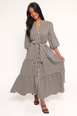 Dixon Maxi Dress - Black Cream Gingham