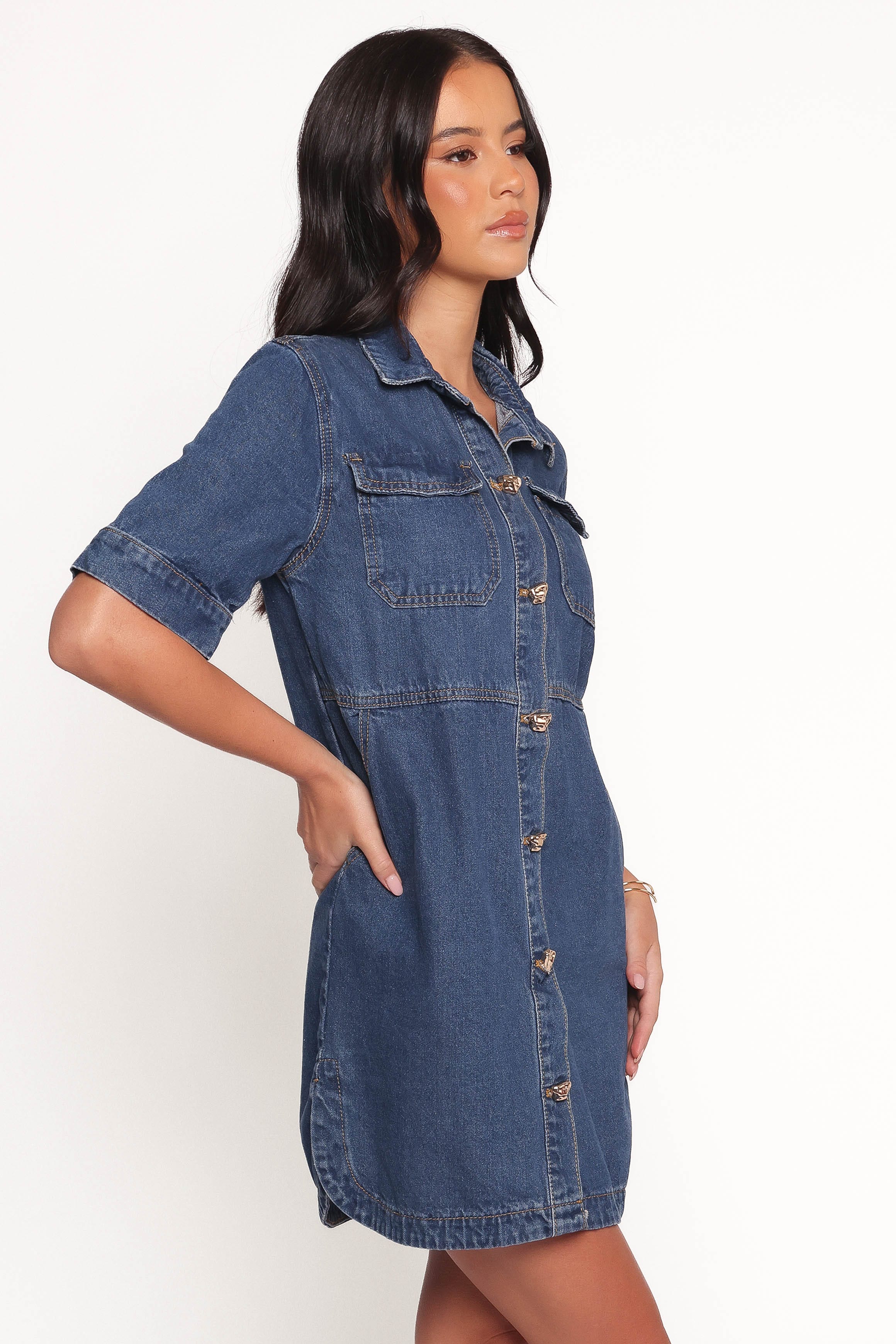 Fleming Shirt Mini Dress - Denim