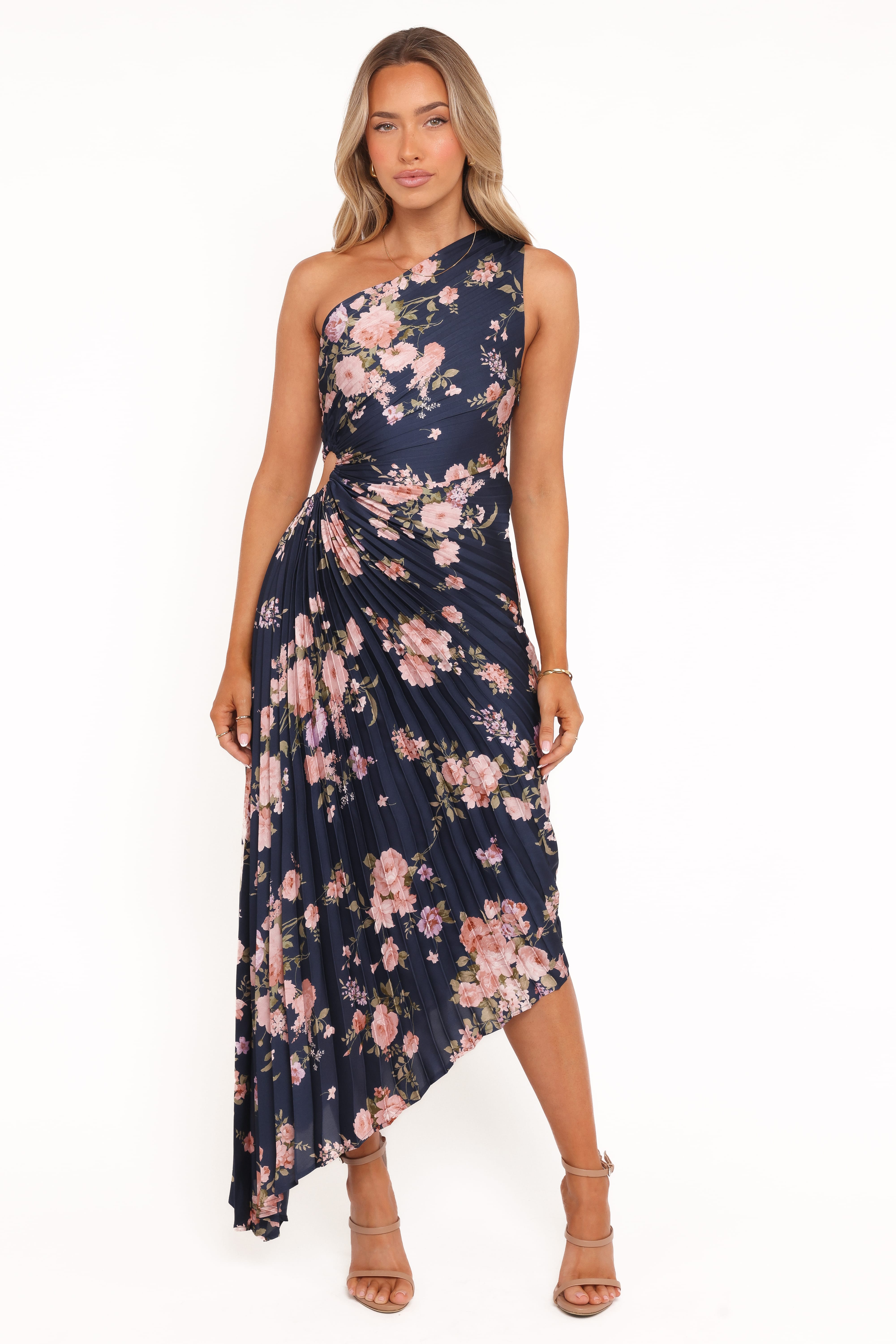 Kleo One Shoulder Maxi Dress - Navy Floral