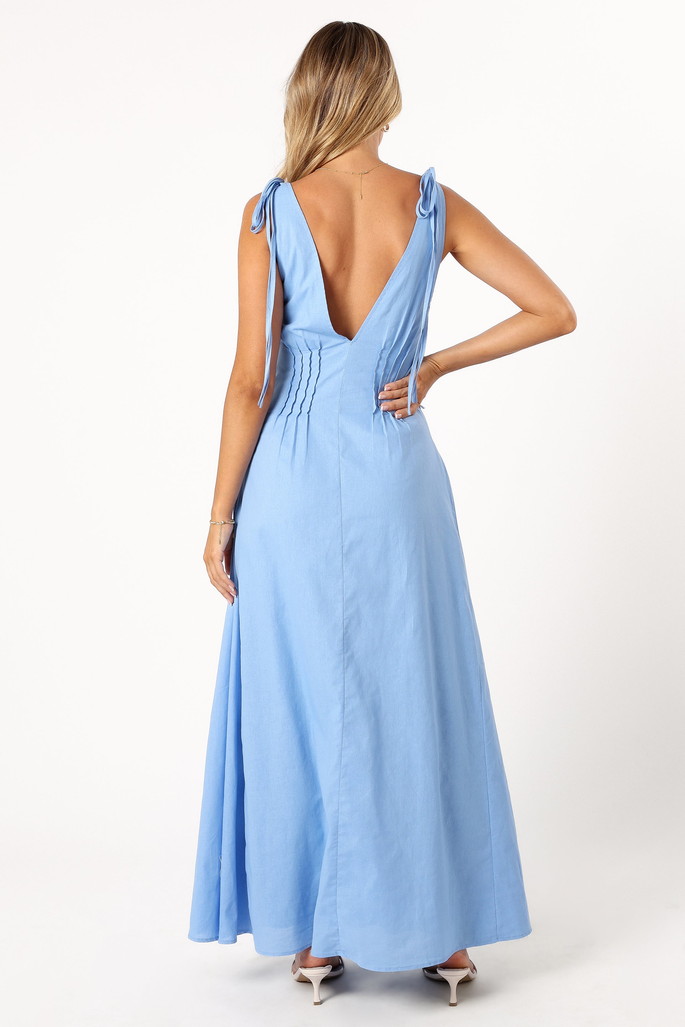 Lainey Tie Maxi Dress - Blue