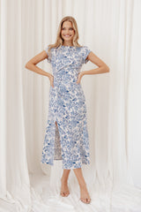 Lisbeth Midi Dress - Blue Floral