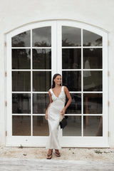 Lizza Maxi Dress - White Polkadot