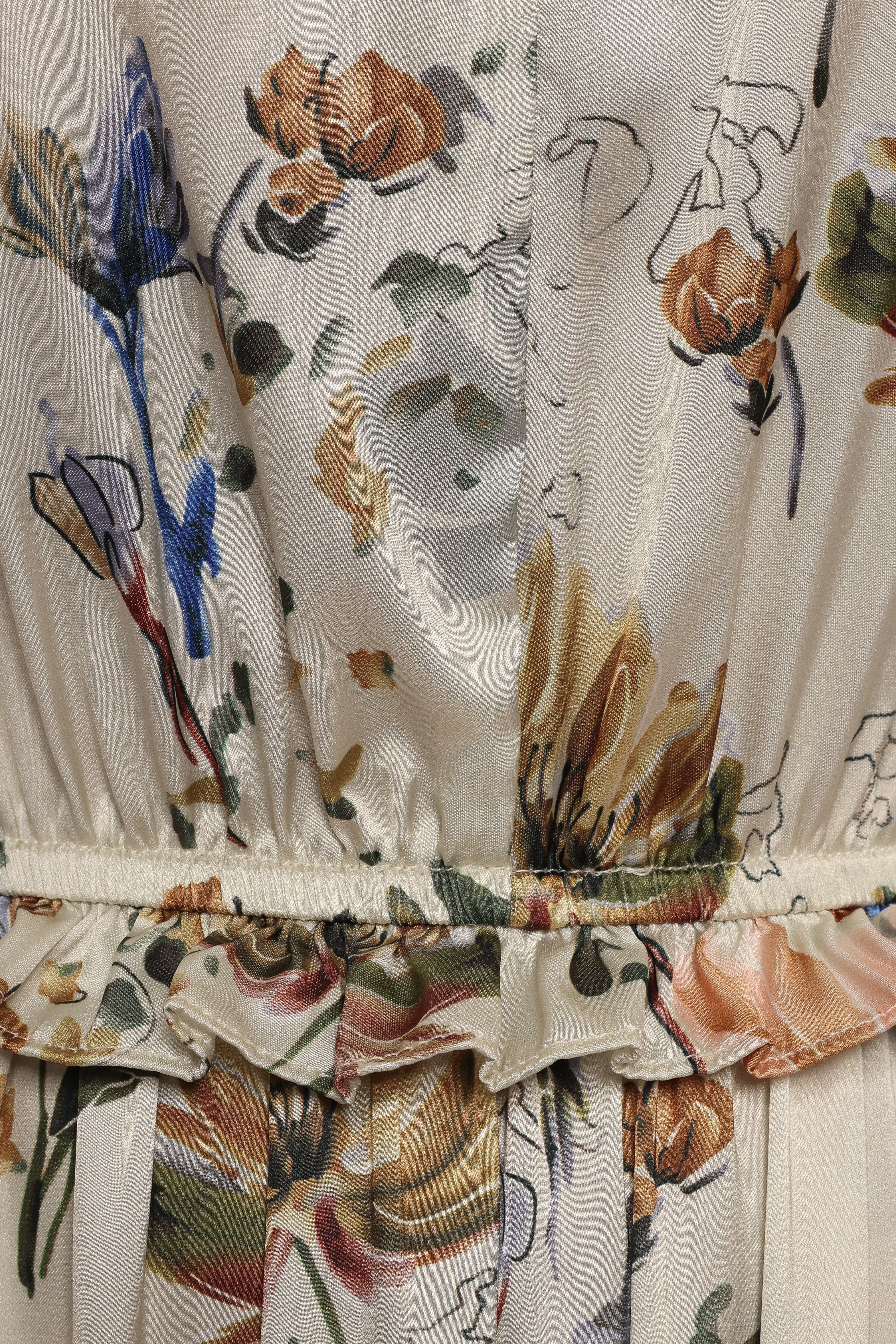Lizzie Midi Dress - Cream Floral