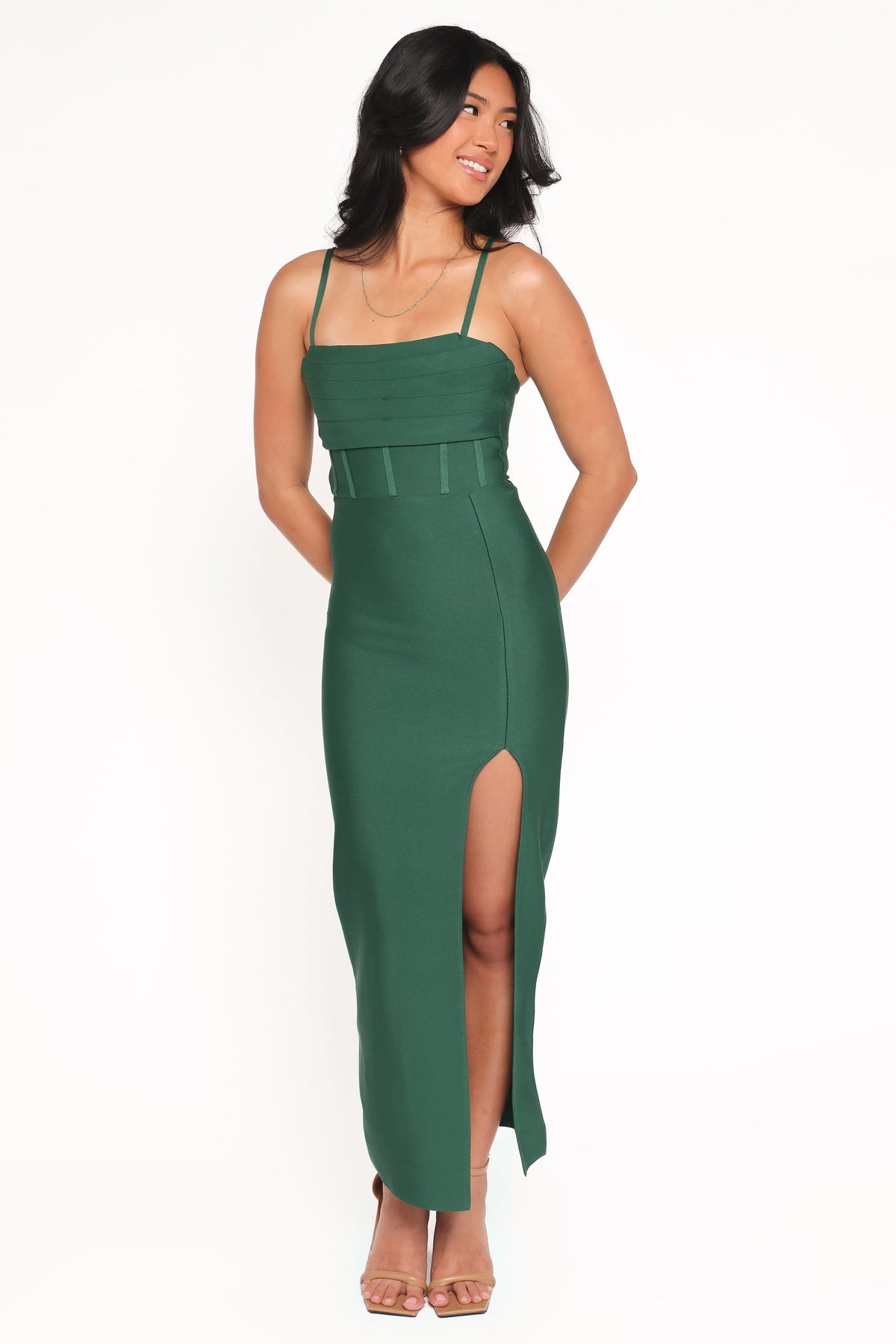 Louisa Midi Dress - Emerald Green