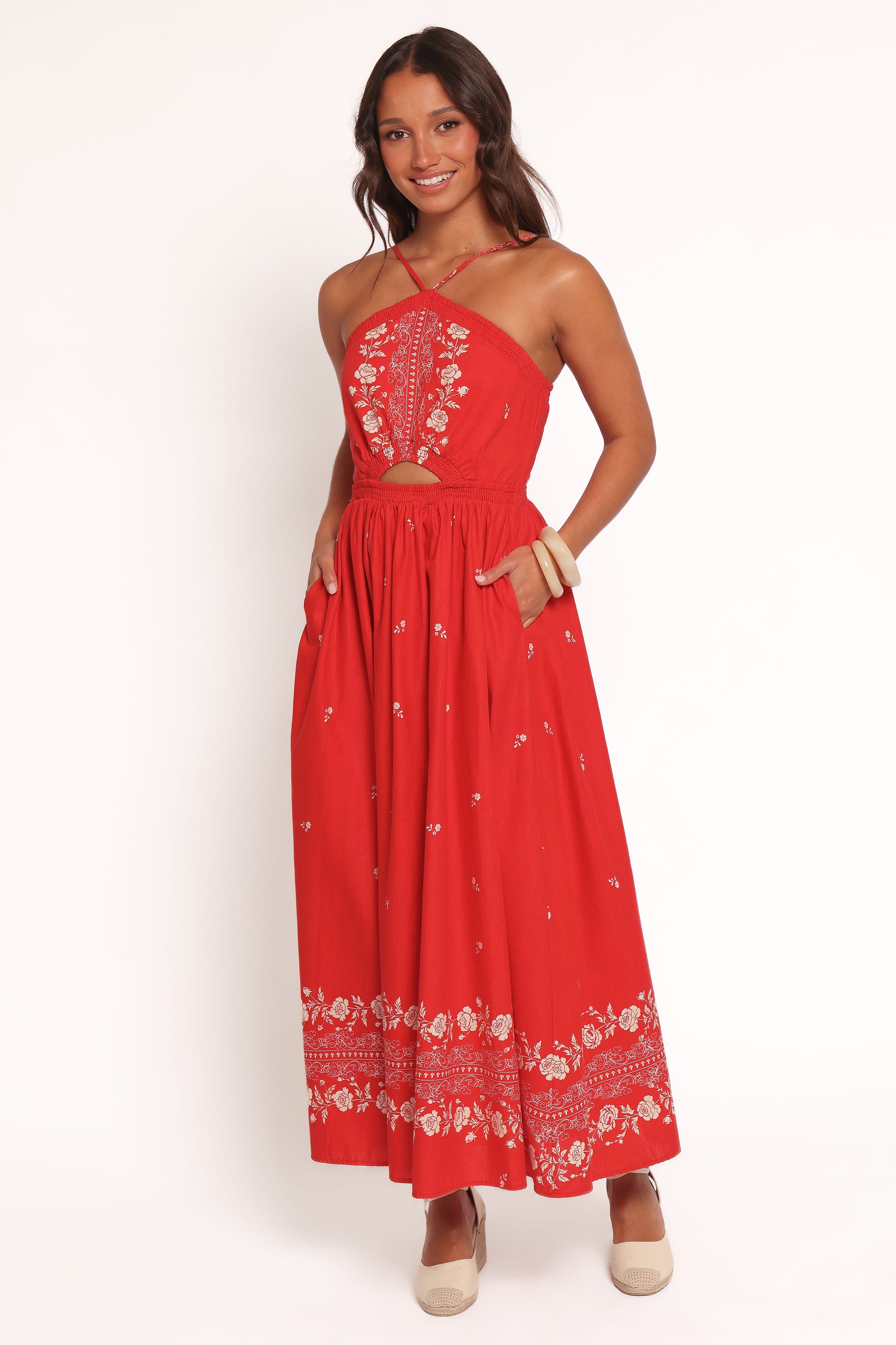 Madi Maxi Dress - Red Floral Bandana
