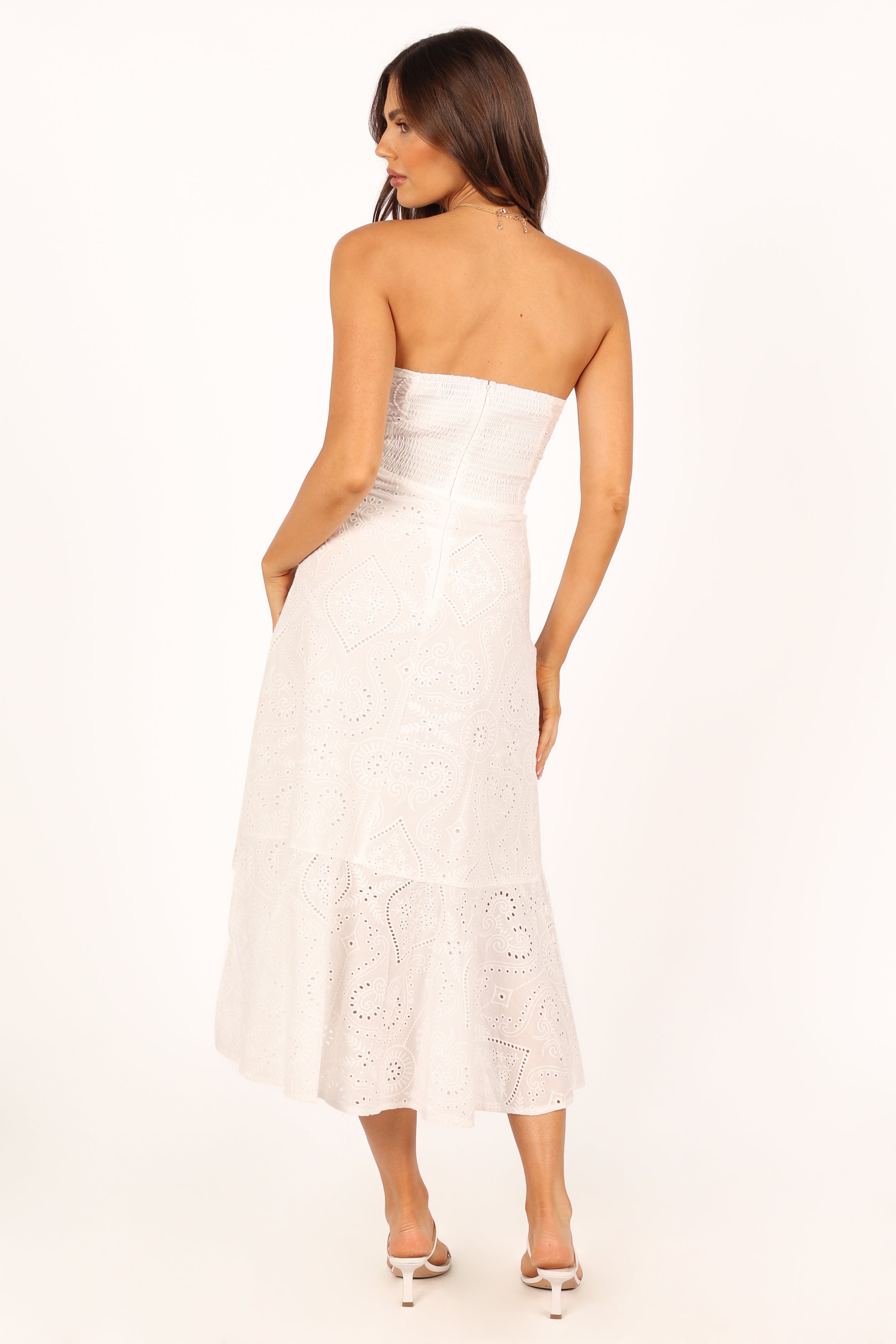 Melanie Strapless Midi Dress - White