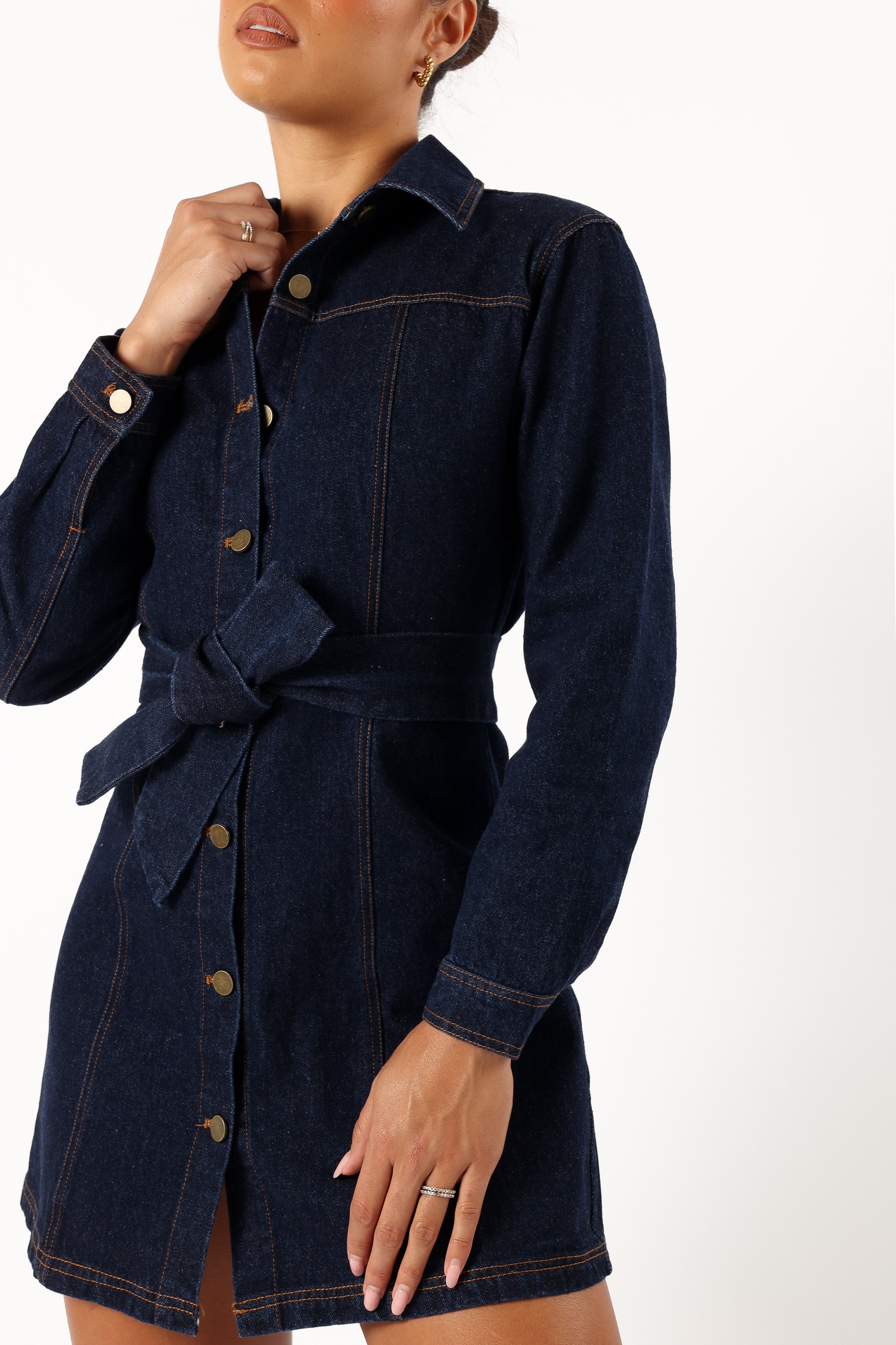 Natala Long Sleeve Mini Dress - Denim