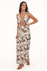 Noemi Maxi Dress - Brown Floral