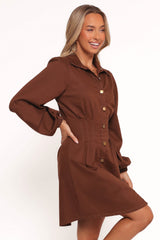 Phoenix Long Sleeve Mini Dress - Brown Denim