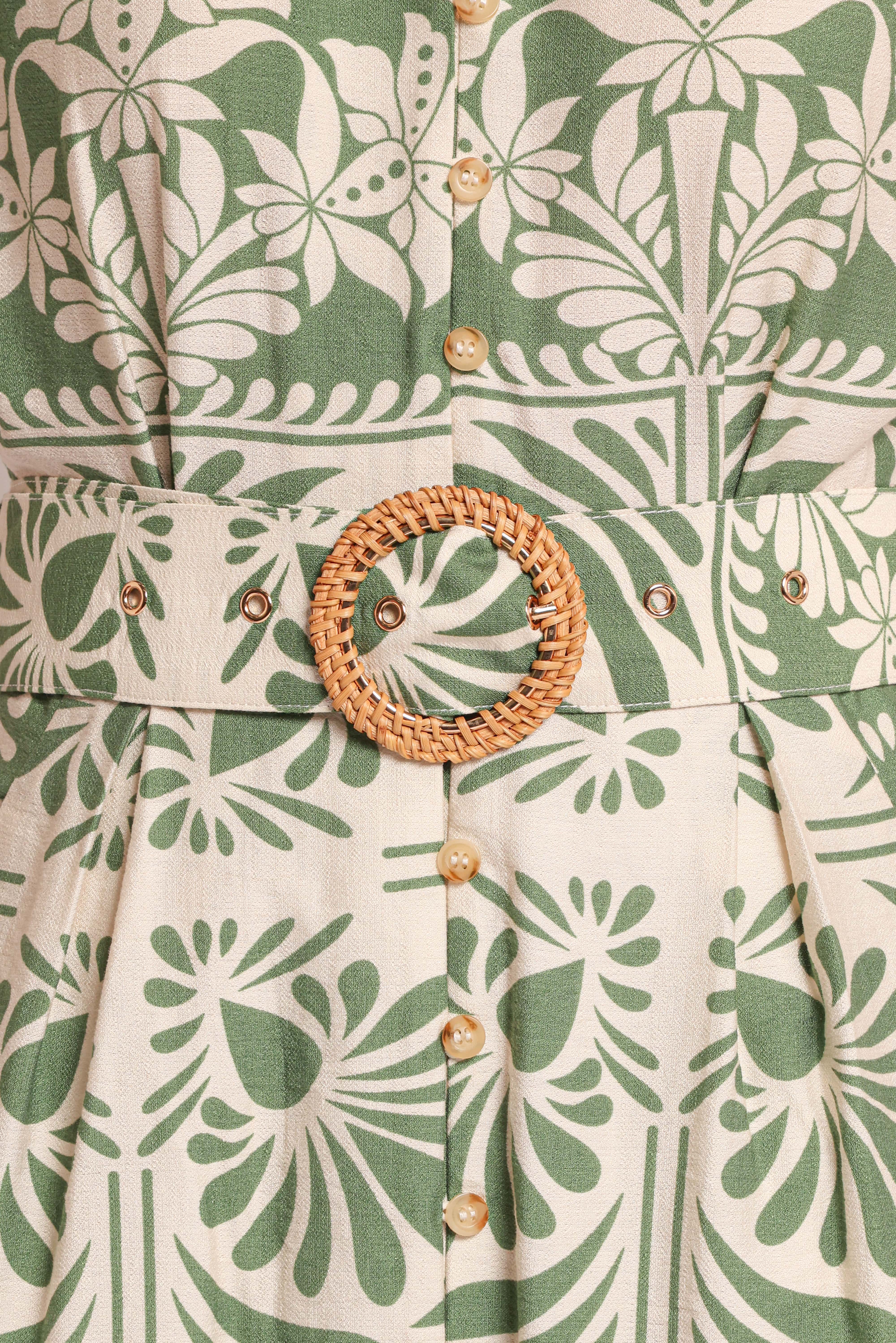 Preston Midi Dress - Green Floral