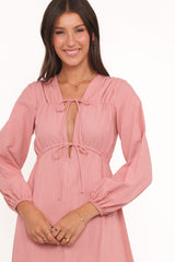 Riven Long Sleeve Maxi Dress - Pink