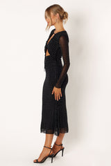 Salvatore Long Sleeve Midi Dress - Black