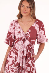 Shanae Maxi Dress - Pink Brown Paisley
