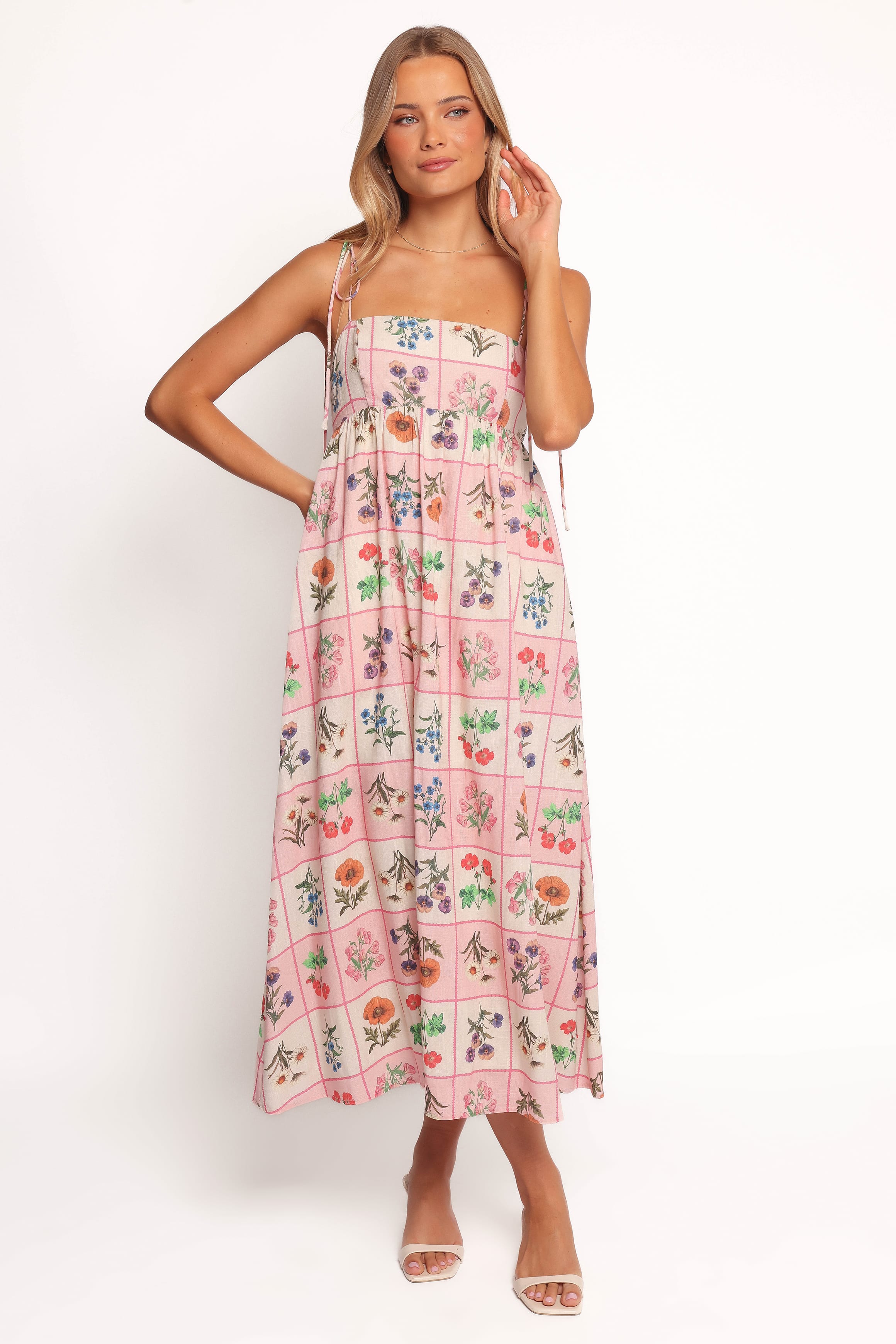 Simona Maxi Dress - Pink Floral Tile