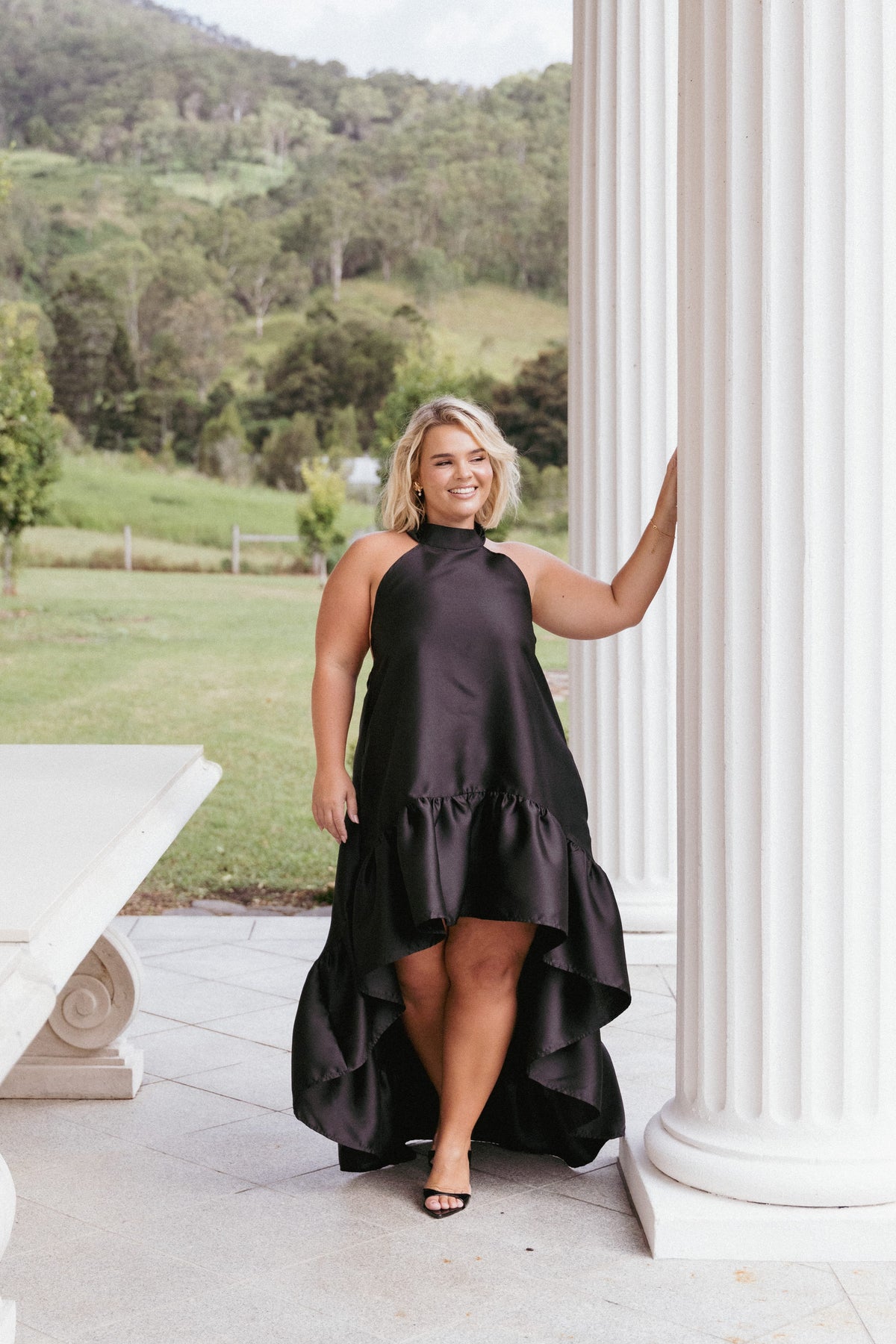 Soren Halterneck Midi Dress - Black
