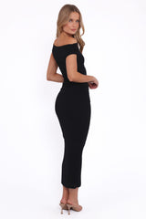 Spencer Off Shoulder Midi Dress - Black
