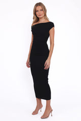 Spencer Off Shoulder Midi Dress - Black