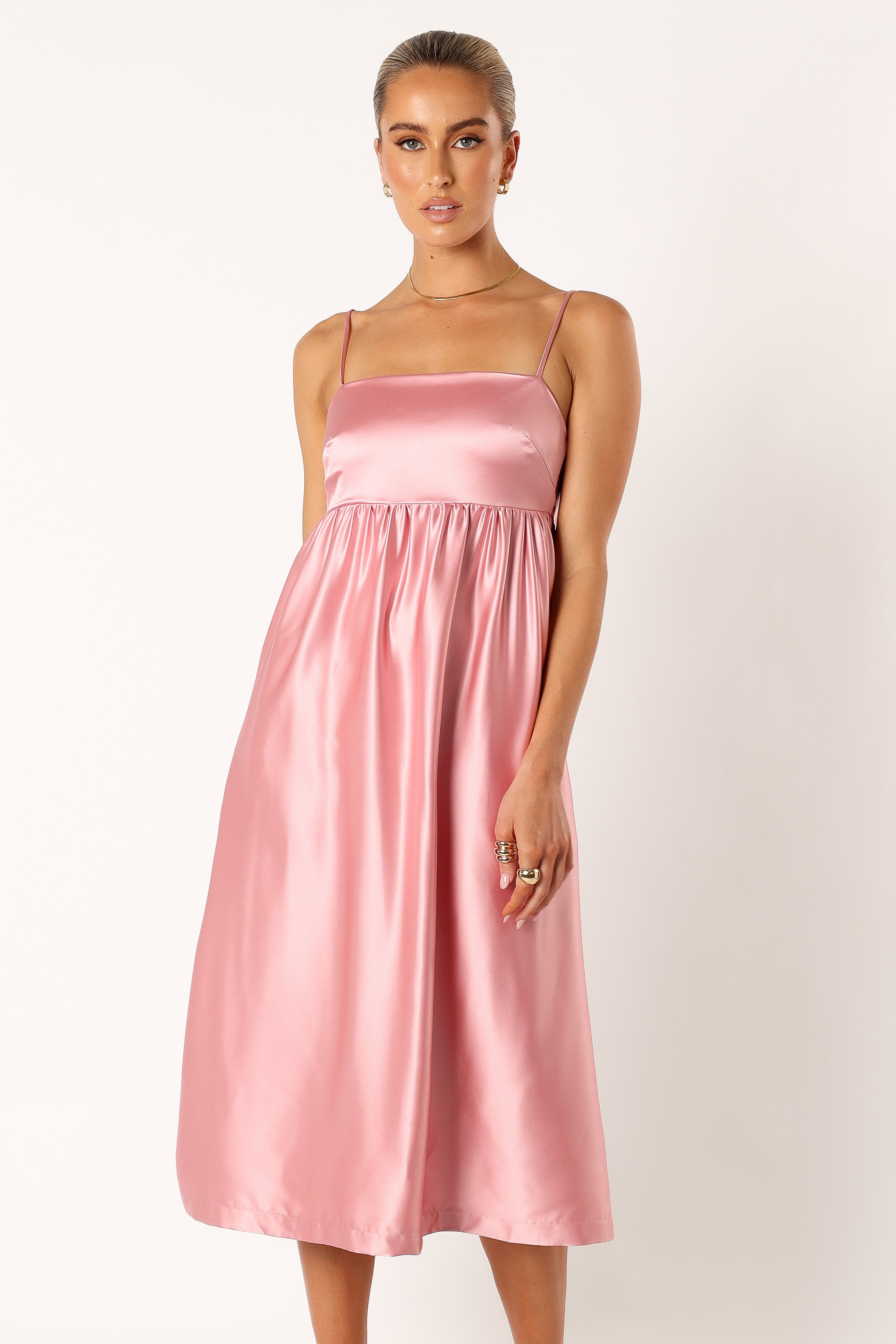 Teagan Bow Back Midi Dress - Soft Pink