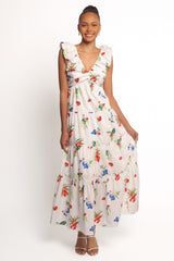 Valerie Maxi Dress - Off White/Red