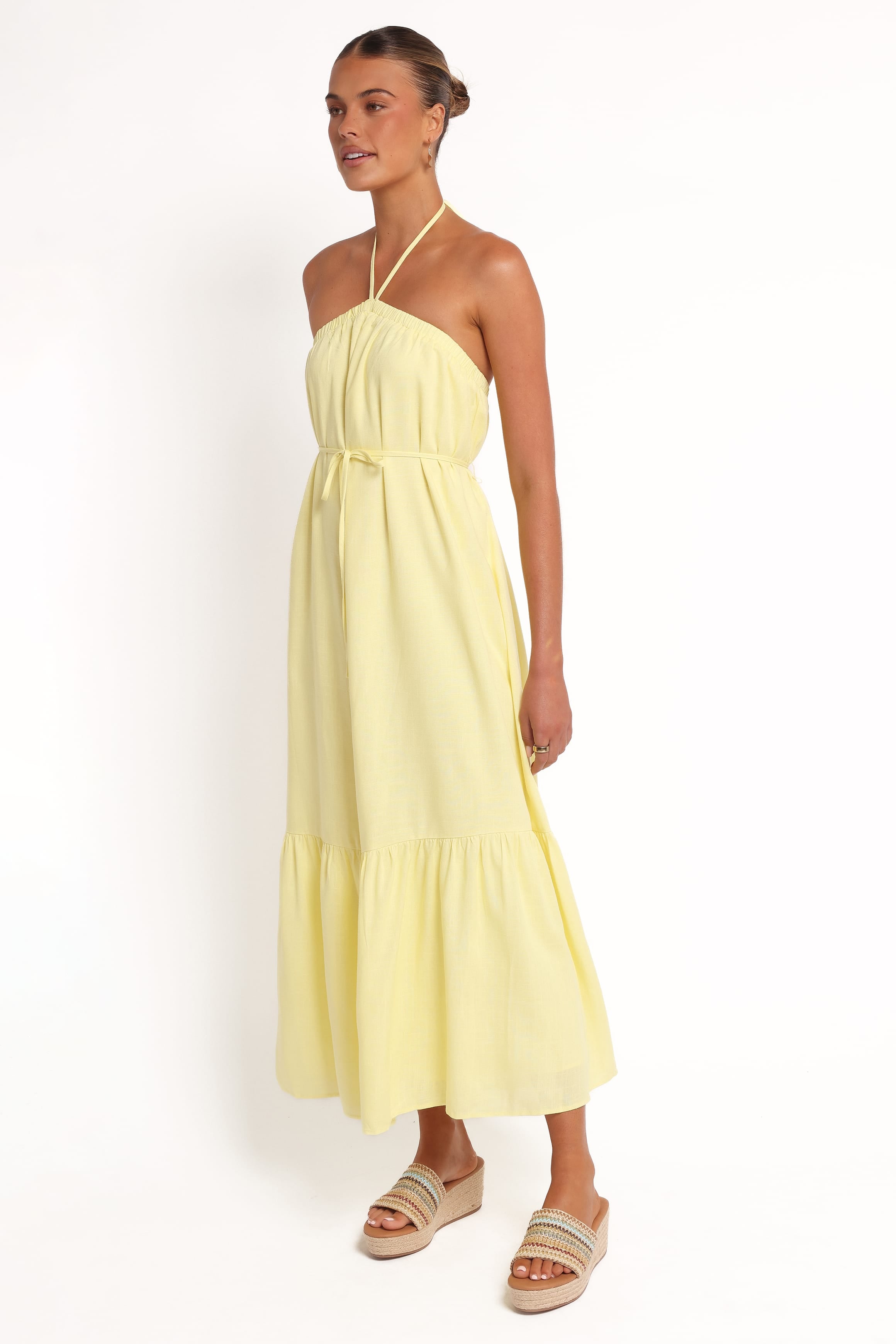 View Halterneck Maxi Dress - Lemon