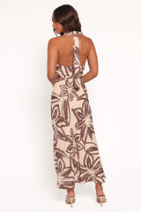 Warner Halter Dress - Cream/Brown