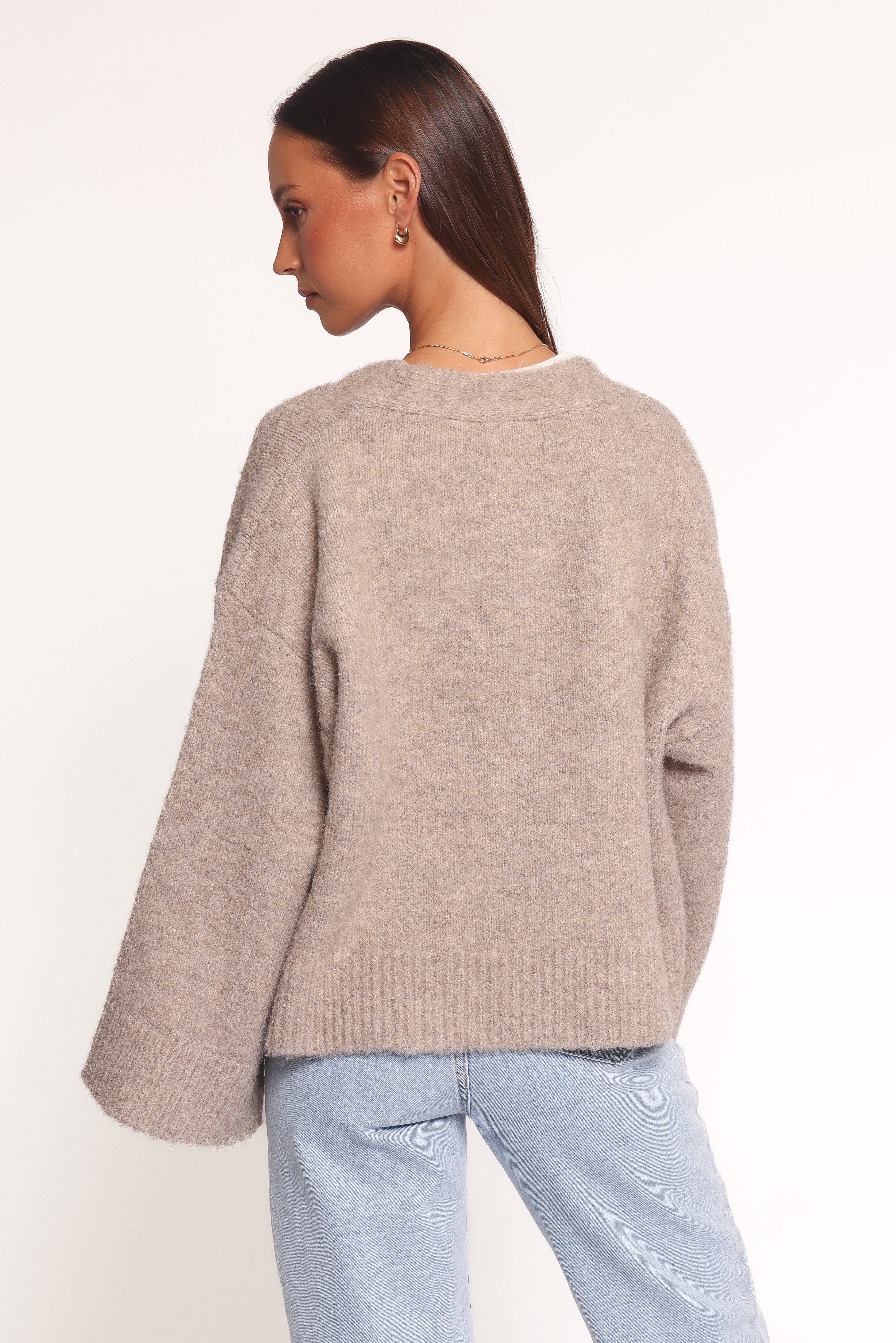 Fern Wide Sleeve Cardigan - Mushroom