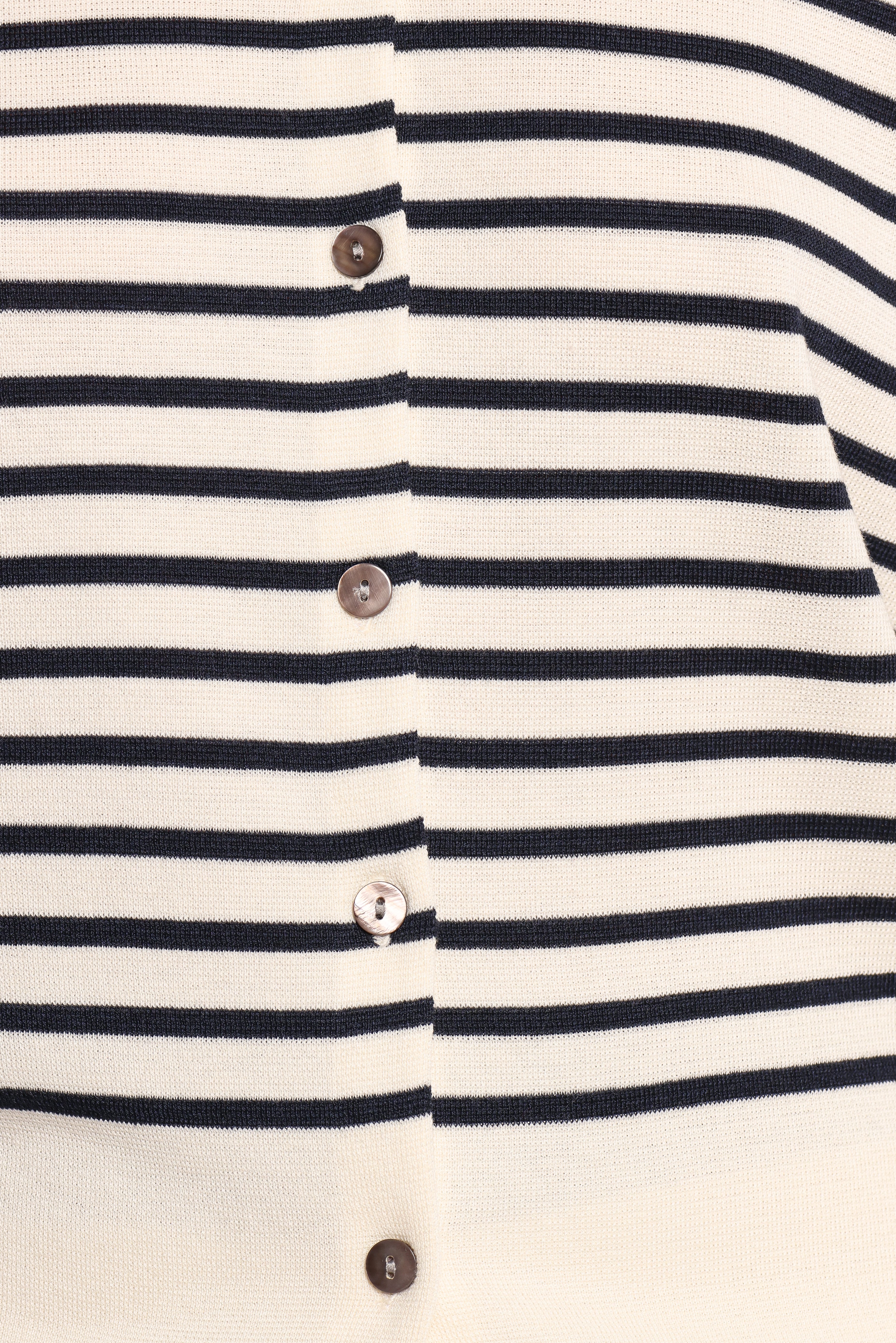 Gavi Button Front Striped Cardigan - Off White/Navy