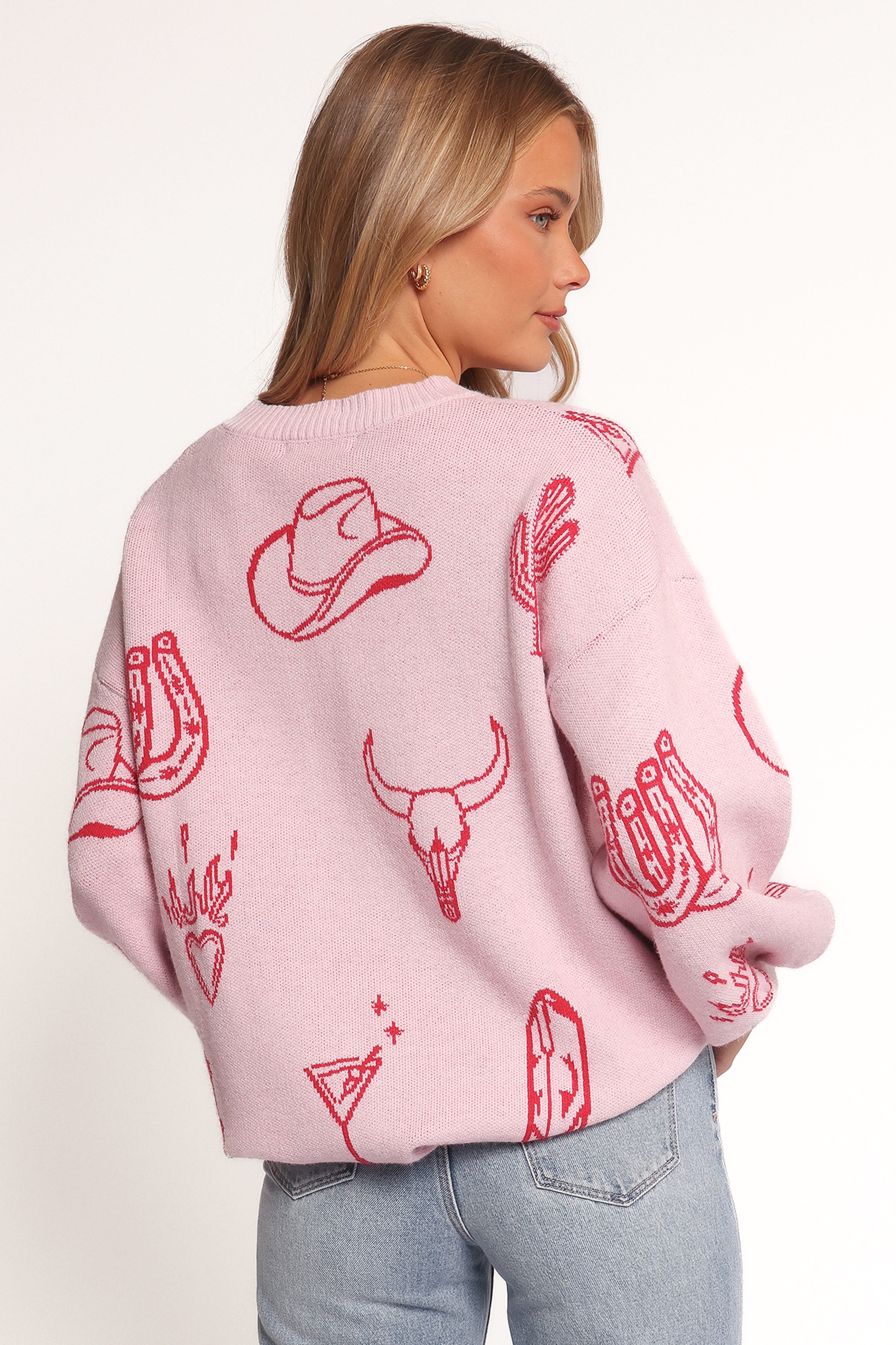 Jax Western Knit Sweater - Pink
