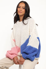 Koda Pattern Knit Sweater - White Multi