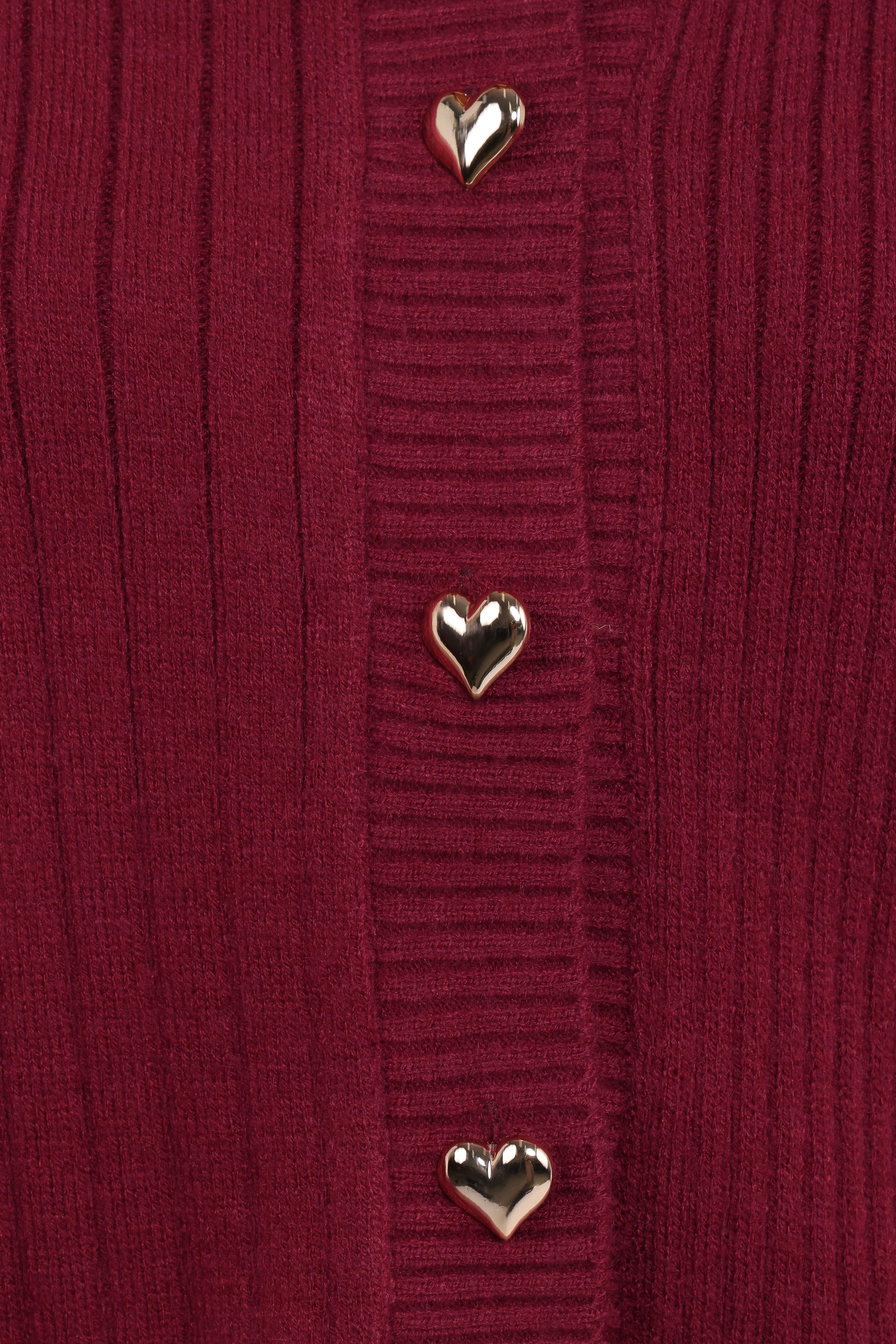 Loulani Heart Button Cardigan - Cherry