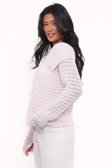 Lyra Large Collar Cardigan - Pale Pink
