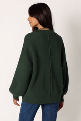 Meredith Ribbed Crewneck Knit Sweater - Green