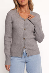 Quay Button Front Cardigan - Heather Grey