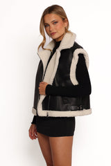 Kayden Faux Shearling Lined Vest - Black