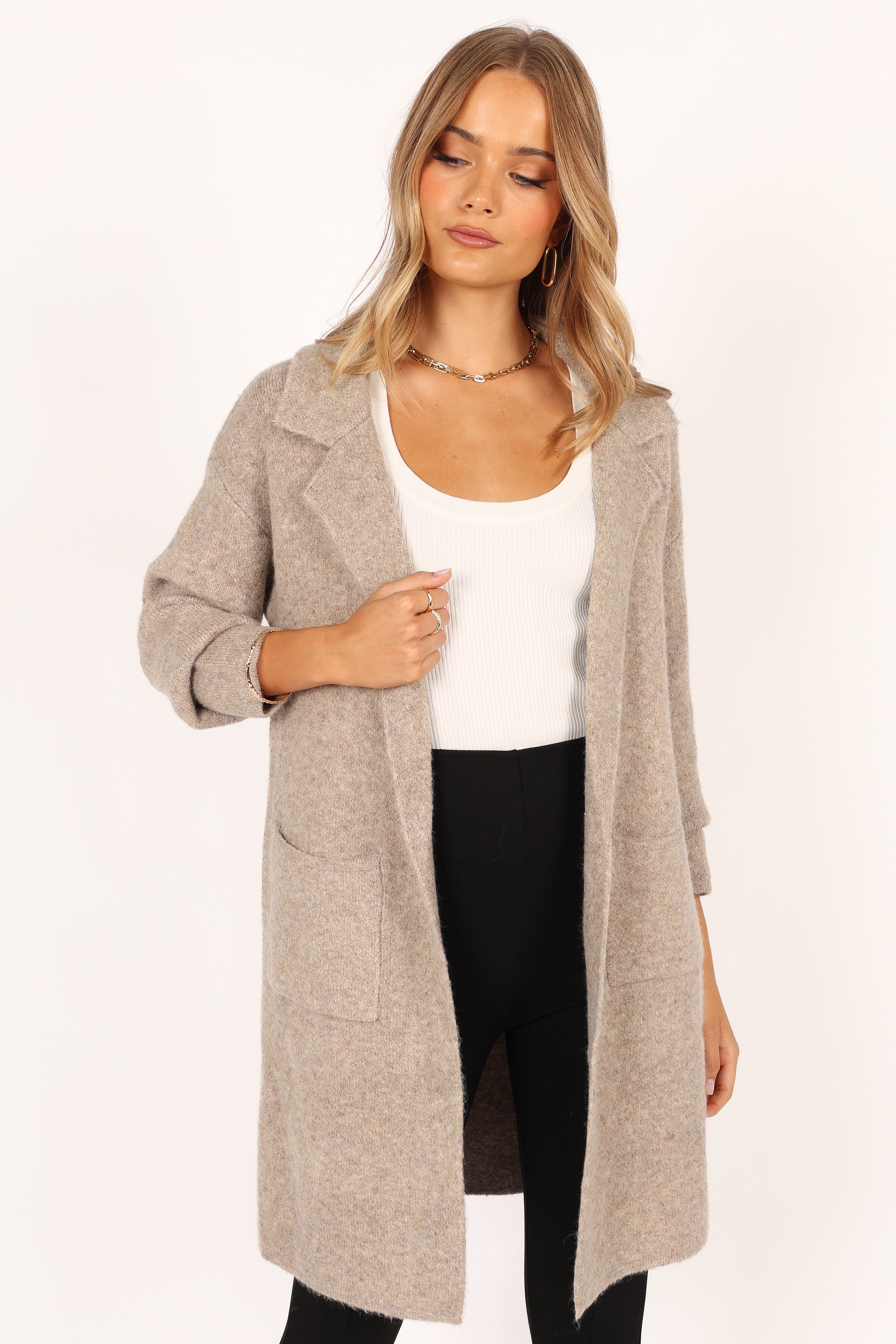 Skylar Open Front Coatigan - Taupe