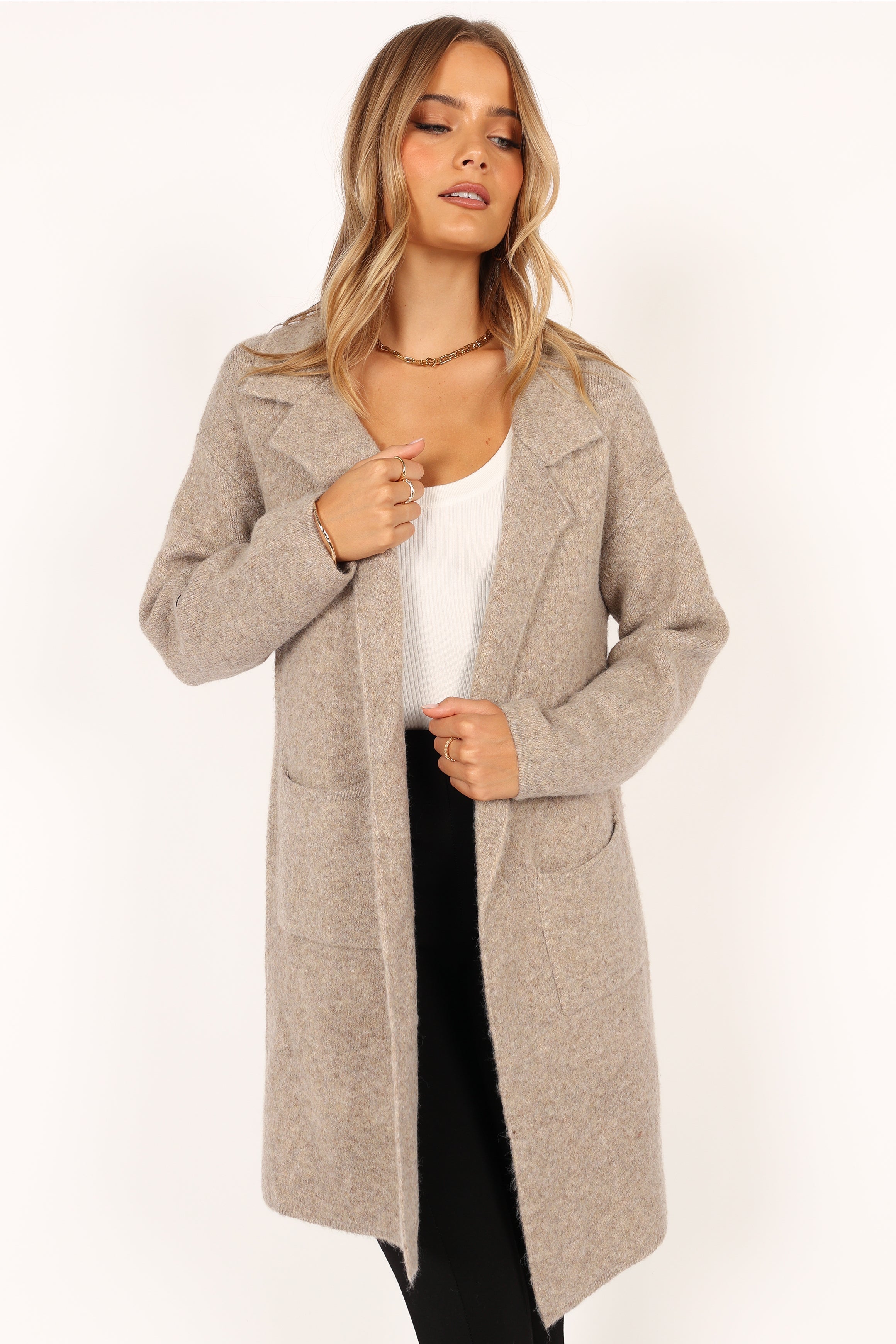 Skylar Open Front Coatigan - Taupe