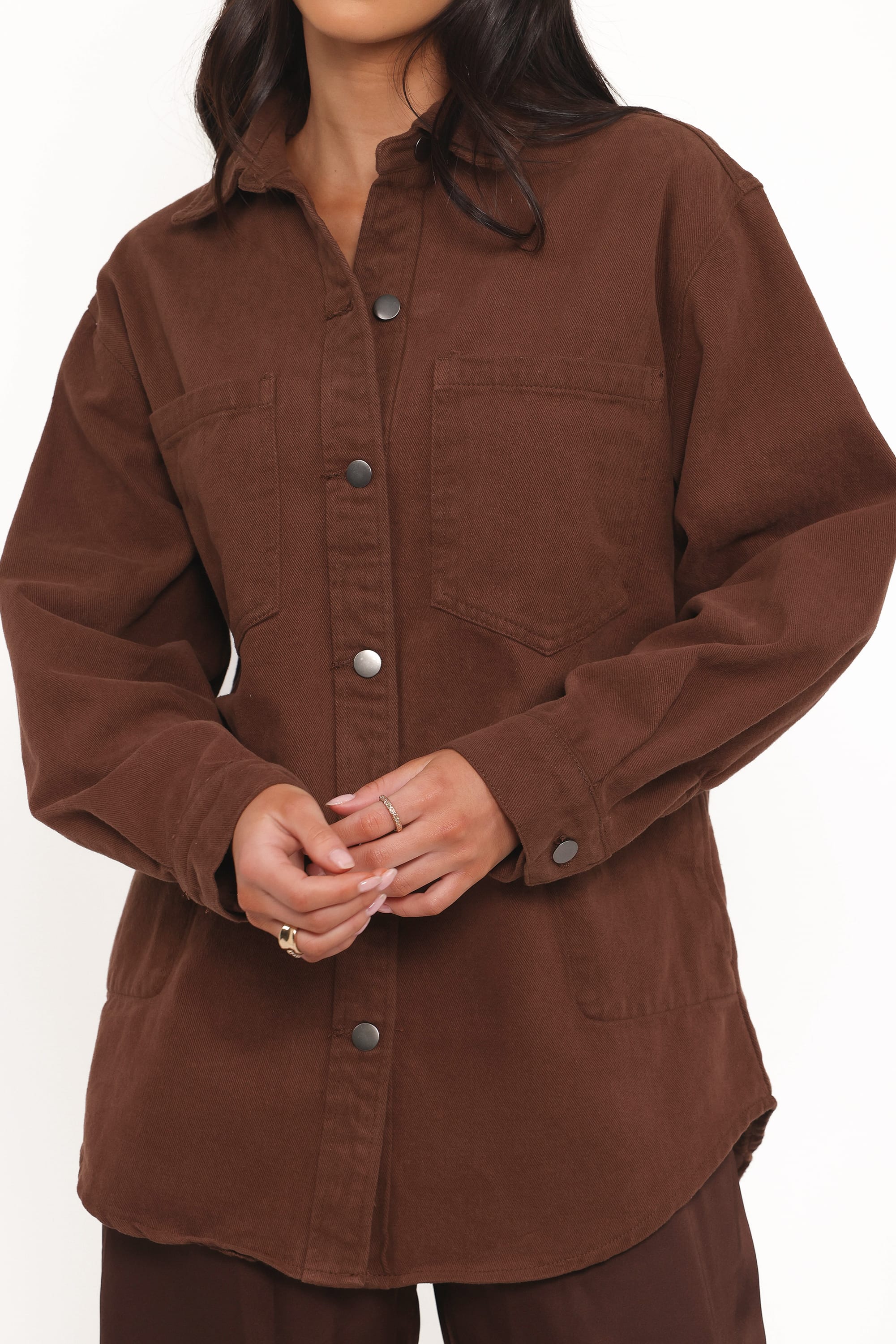 Toto Denim Shacket - Chocolate Brown