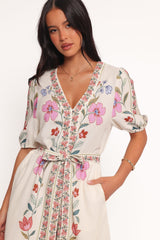 Ginger Tie Waist Romper - Pink Multi