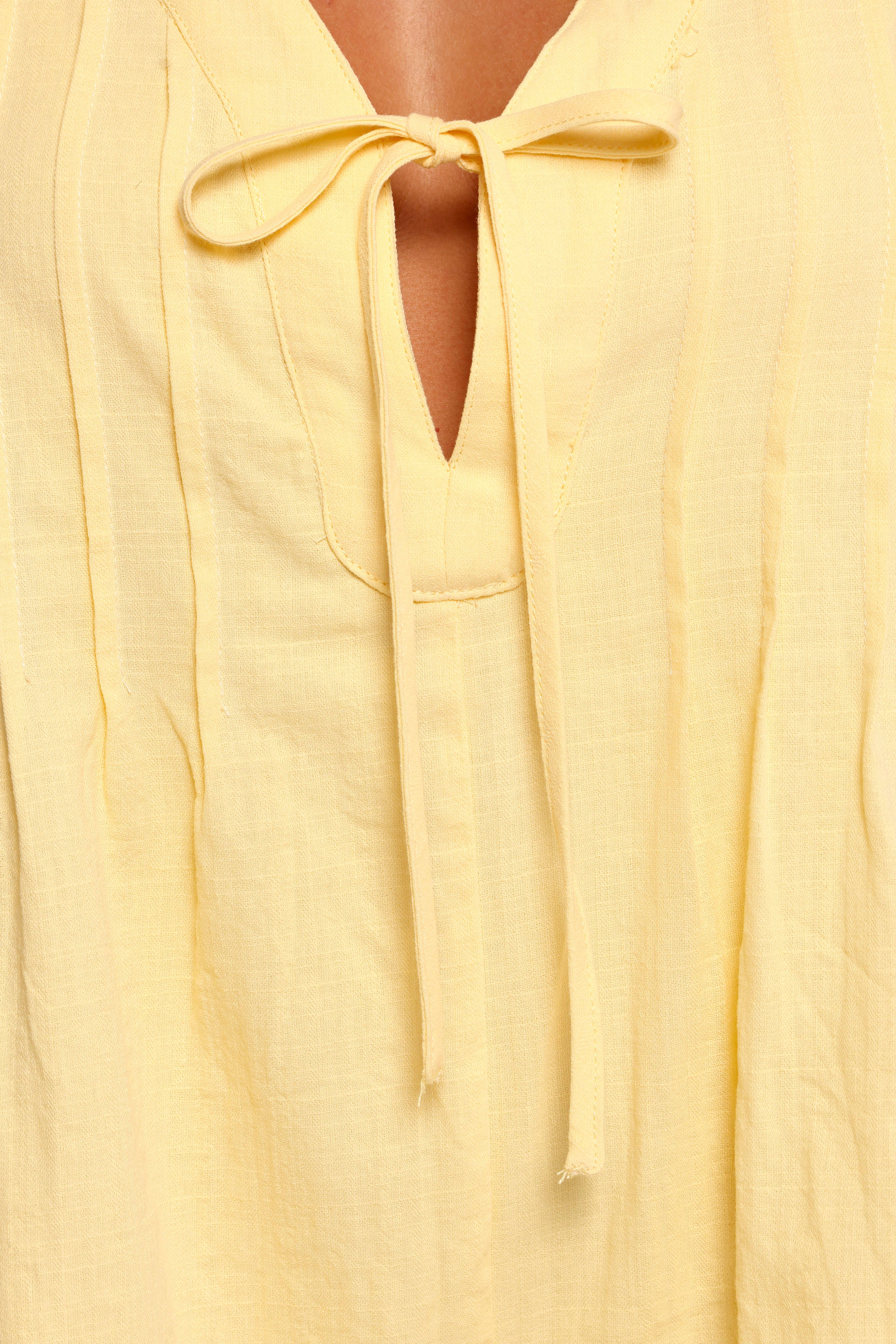 Kallie Tie Front Romper - Butter Yellow