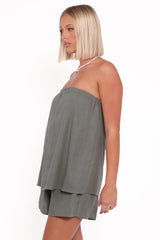 Karlen Strapless Romper - Palm Green