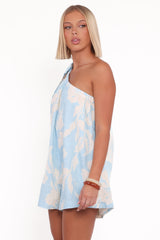 Miffy One Shoulder Romper - Blue Hibiscus